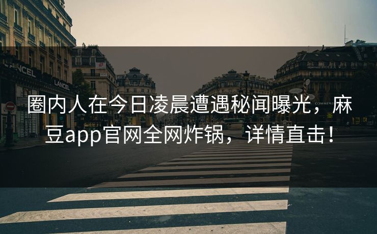 圈内人在今日凌晨遭遇秘闻曝光，麻豆app官网全网炸锅，详情直击！