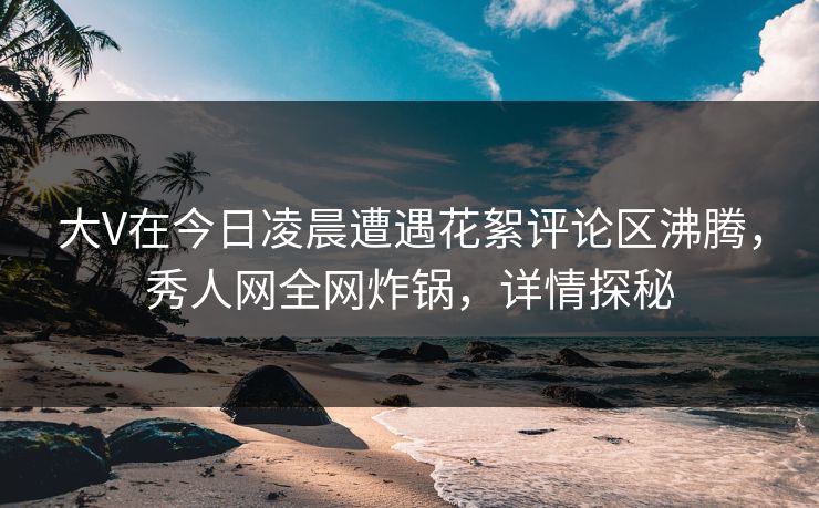 大V在今日凌晨遭遇花絮评论区沸腾，秀人网全网炸锅，详情探秘
