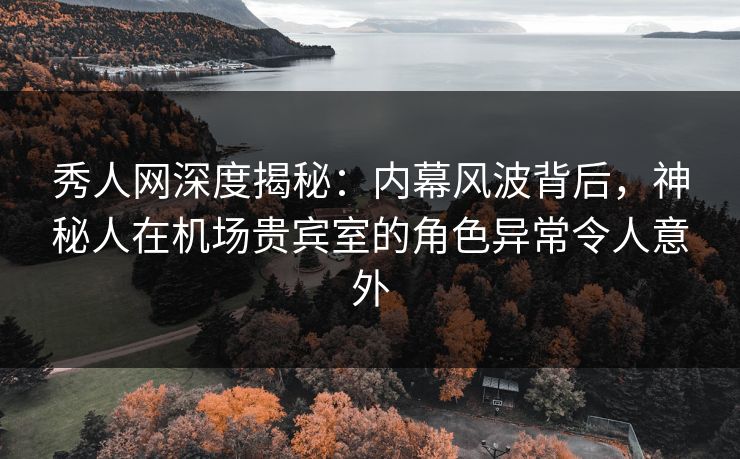 秀人网深度揭秘：内幕风波背后，神秘人在机场贵宾室的角色异常令人意外
