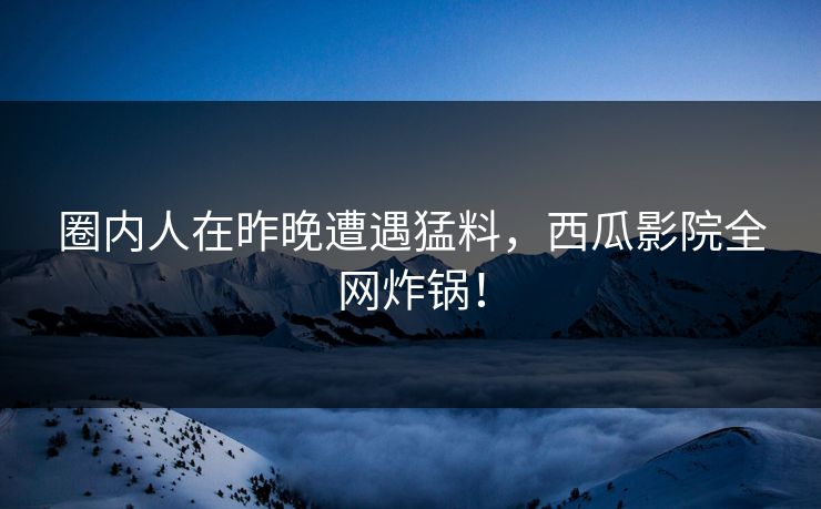 圈内人在昨晚遭遇猛料，西瓜影院全网炸锅！